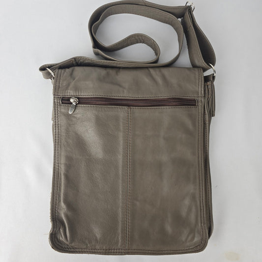 Vintage Grey Leather Made in Mexico Crossbody Purse
