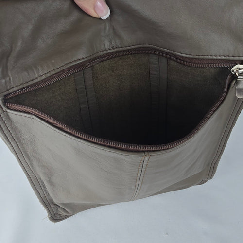 Vintage Grey Leather Made in Mexico Crossbody Purse