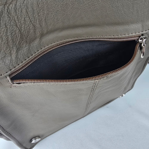 Vintage Grey Leather Made in Mexico Crossbody Purse