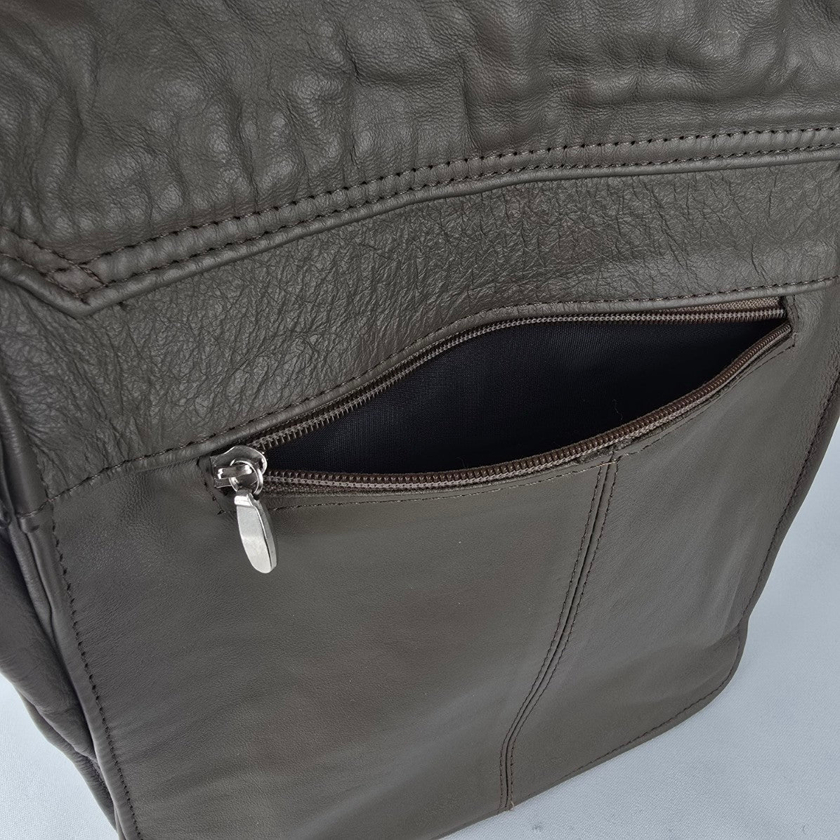 Vintage Grey Leather Made in Mexico Crossbody Purse