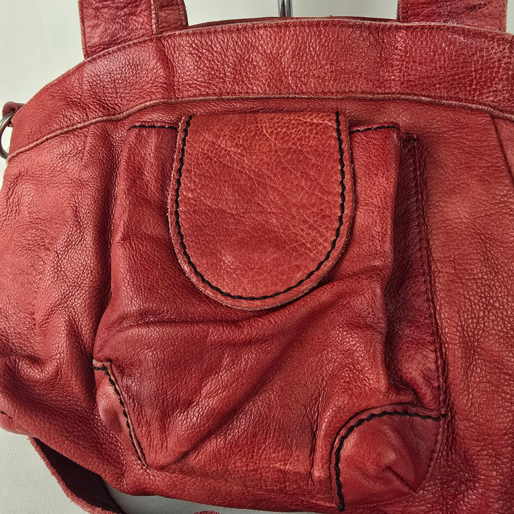 Liebeskind Berlin Red Pebbled Leather Crossbody Shoulder Purse