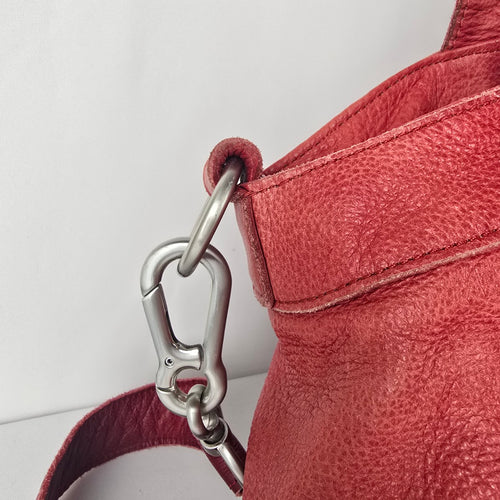 Liebeskind Berlin Red Pebbled Leather Crossbody Shoulder Purse
