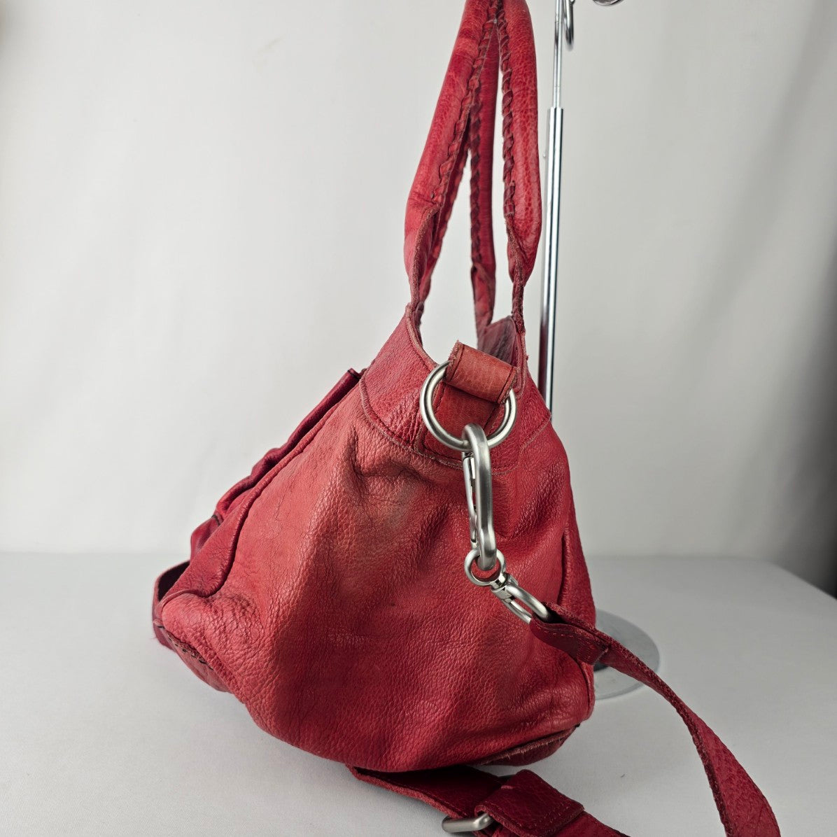Liebeskind Berlin Red Pebbled Leather Crossbody Shoulder Purse