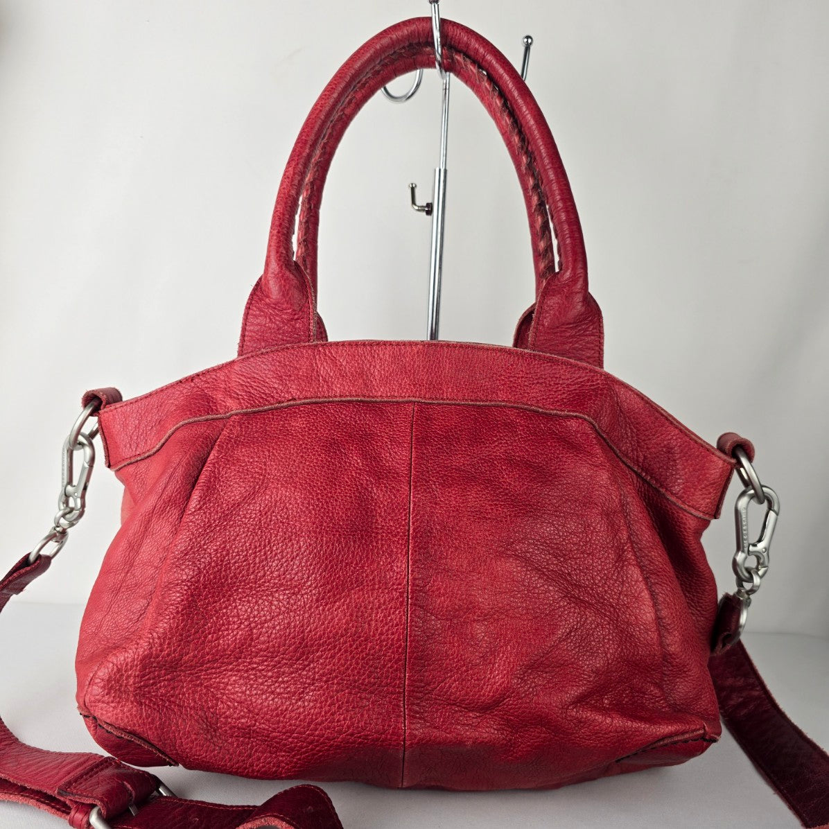 Liebeskind Berlin Red Pebbled Leather Crossbody Shoulder Purse