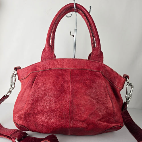 Liebeskind Berlin Red Pebbled Leather Crossbody Shoulder Purse