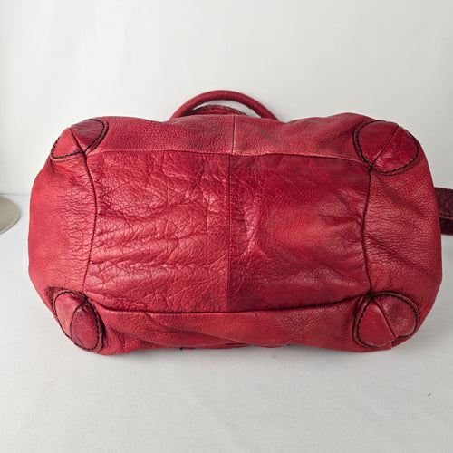 Liebeskind Berlin Red Pebbled Leather Crossbody Shoulder Purse