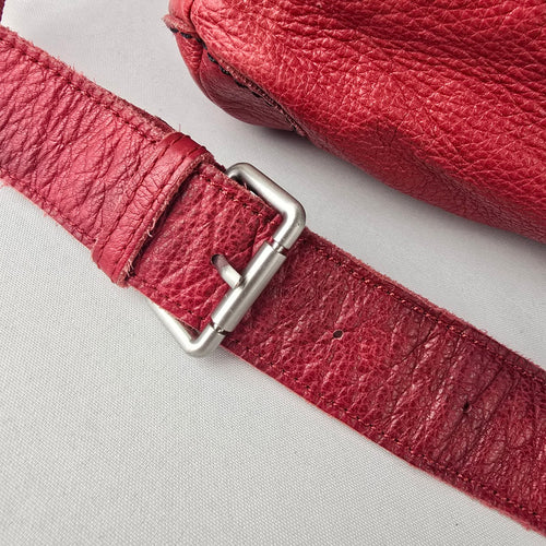 Liebeskind Berlin Red Pebbled Leather Crossbody Shoulder Purse