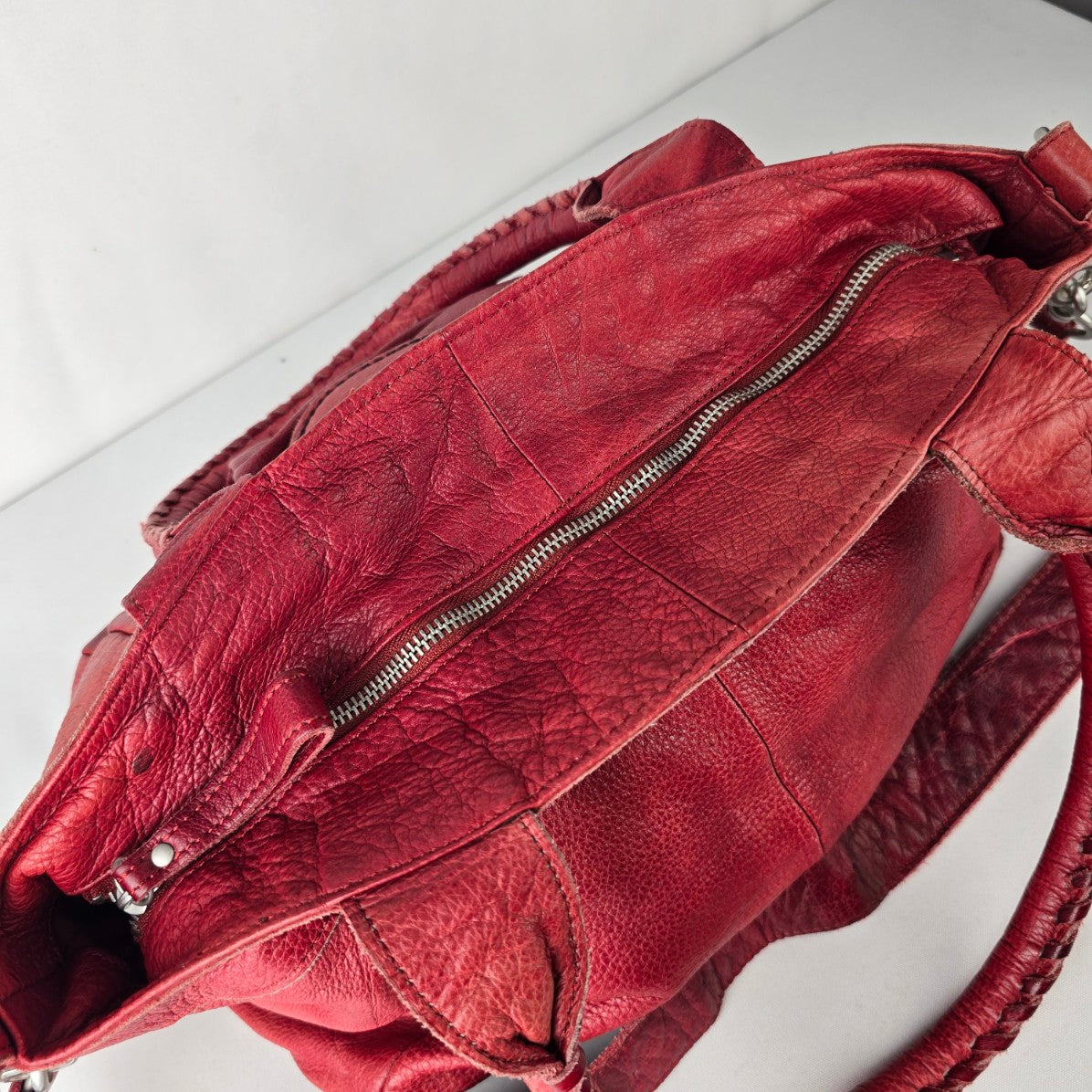 Liebeskind Berlin Red Pebbled Leather Crossbody Shoulder Purse