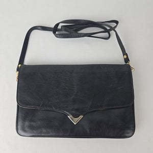 Vintage Black Leather Clutch Purse
