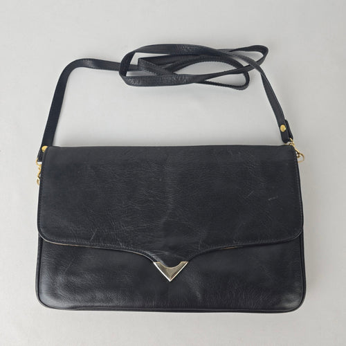 Vintage Black Leather Clutch Purse
