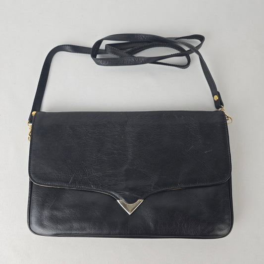 Vintage Black Leather Clutch Purse