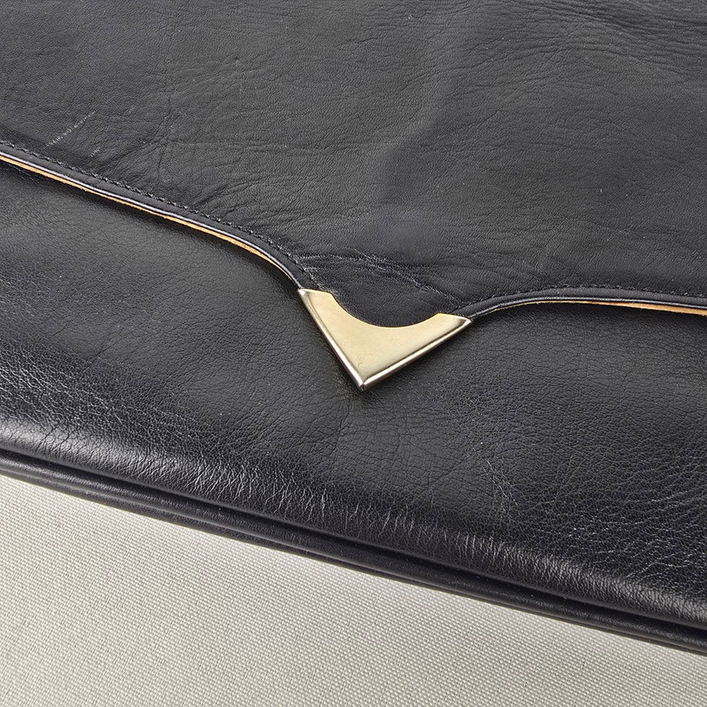 Vintage Black Leather Clutch Purse