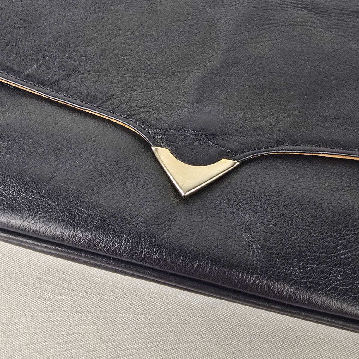 Vintage Black Leather Clutch Purse