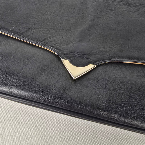 Vintage Black Leather Clutch Purse