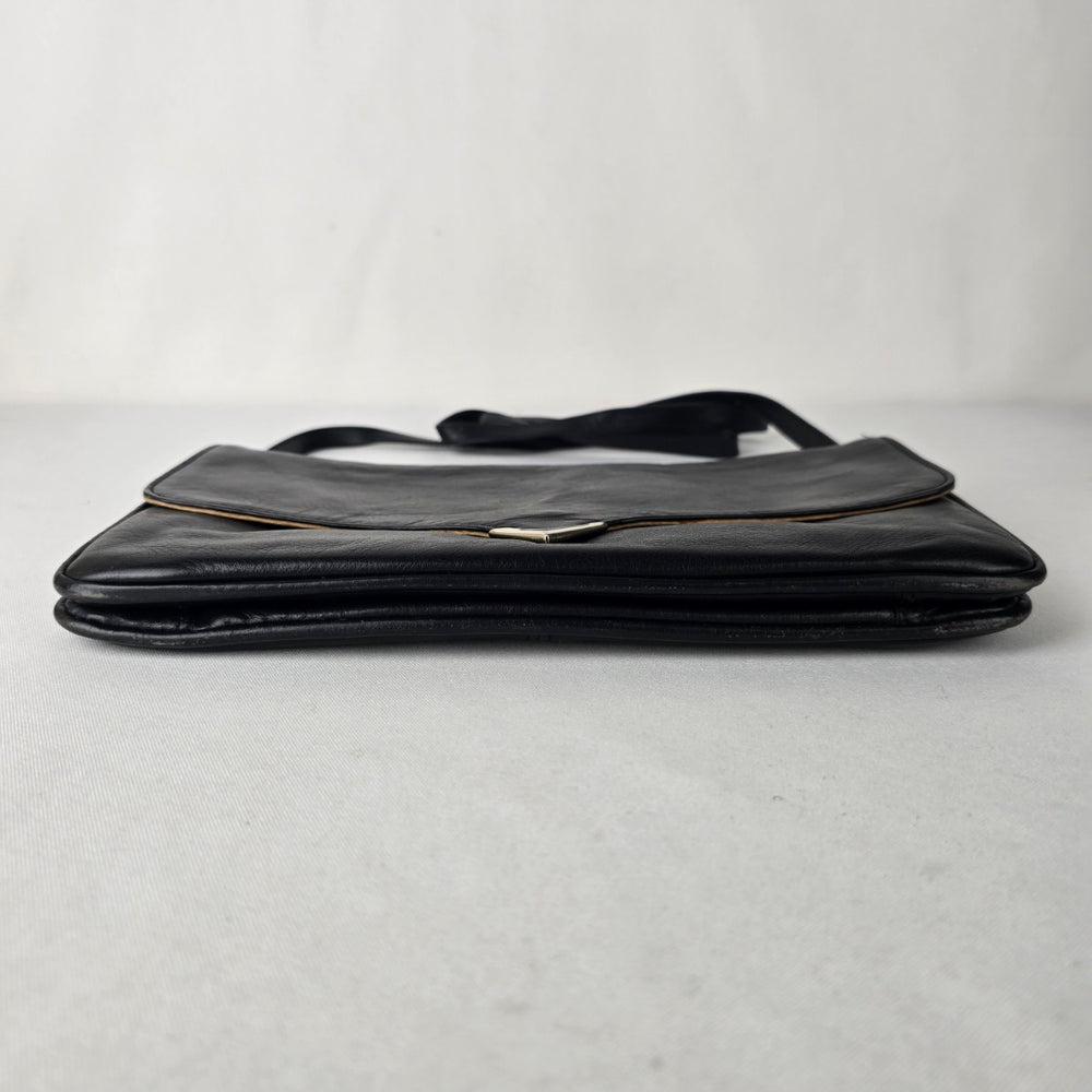 Vintage Black Leather Clutch Purse