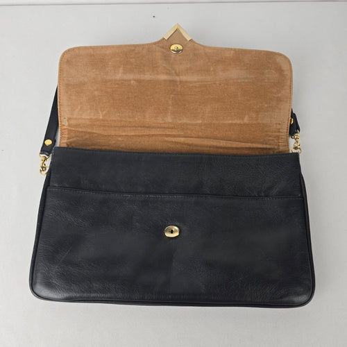 Vintage Black Leather Clutch Purse
