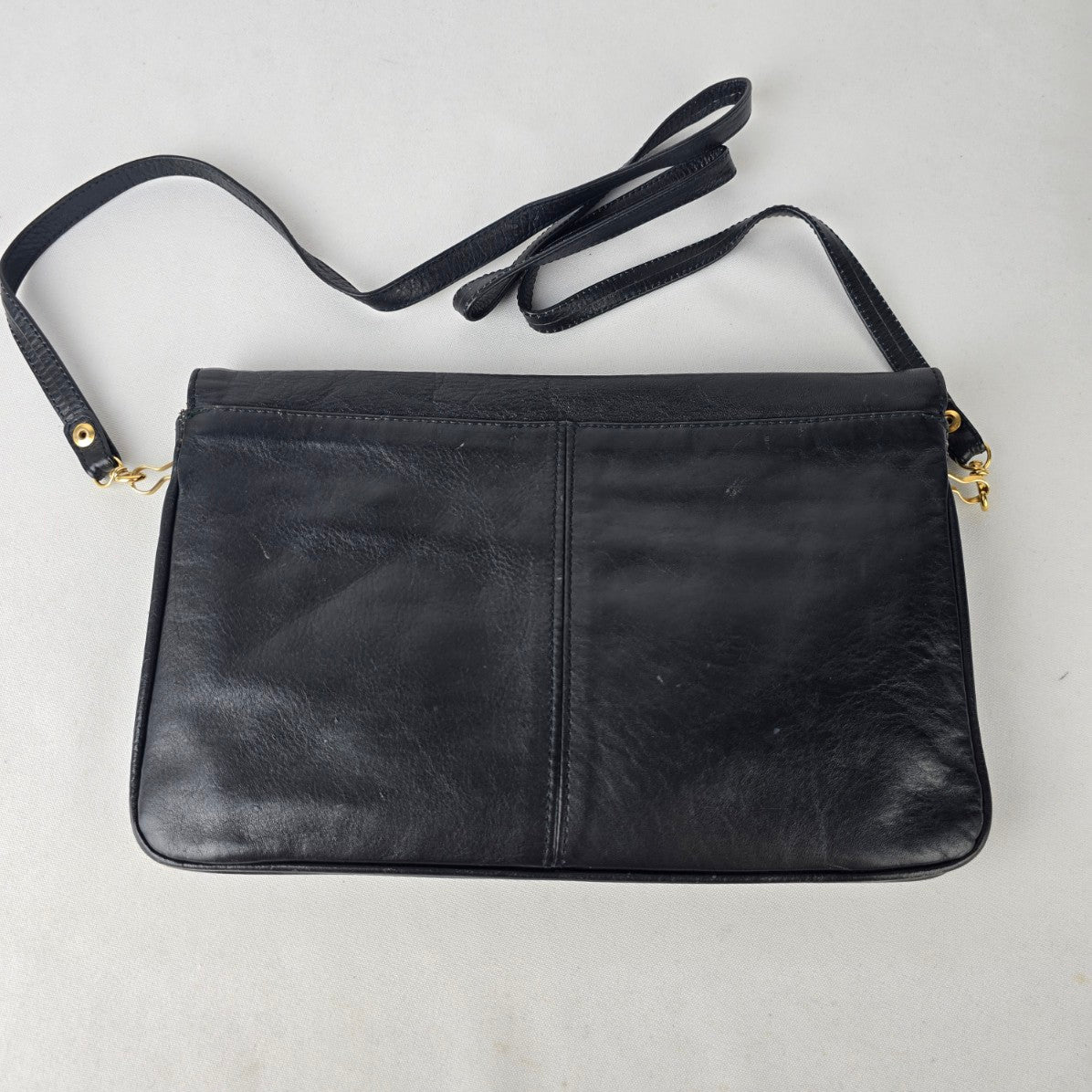 Vintage Black Leather Clutch Purse