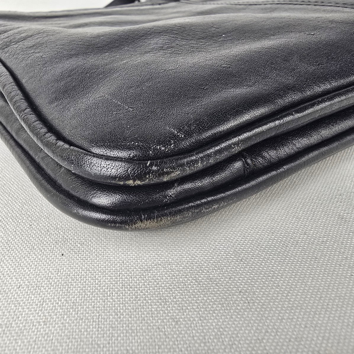 Vintage Black Leather Clutch Purse