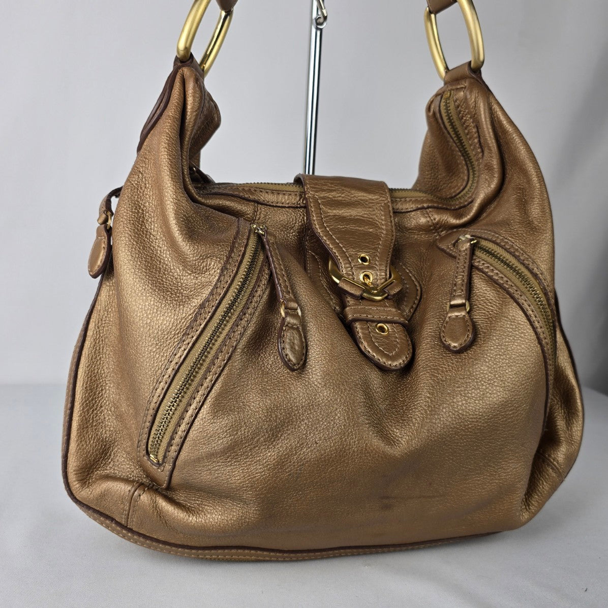 Maximum Bronze Leather Hobo Shoulder Purse
