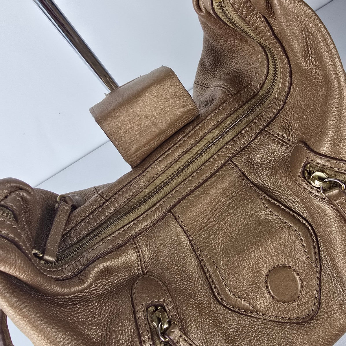 Maximum Bronze Leather Hobo Shoulder Purse