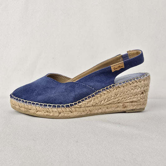 Toni Pons BETTY-A Indigo Suede Wedge Espadrilles Shoes Size 7