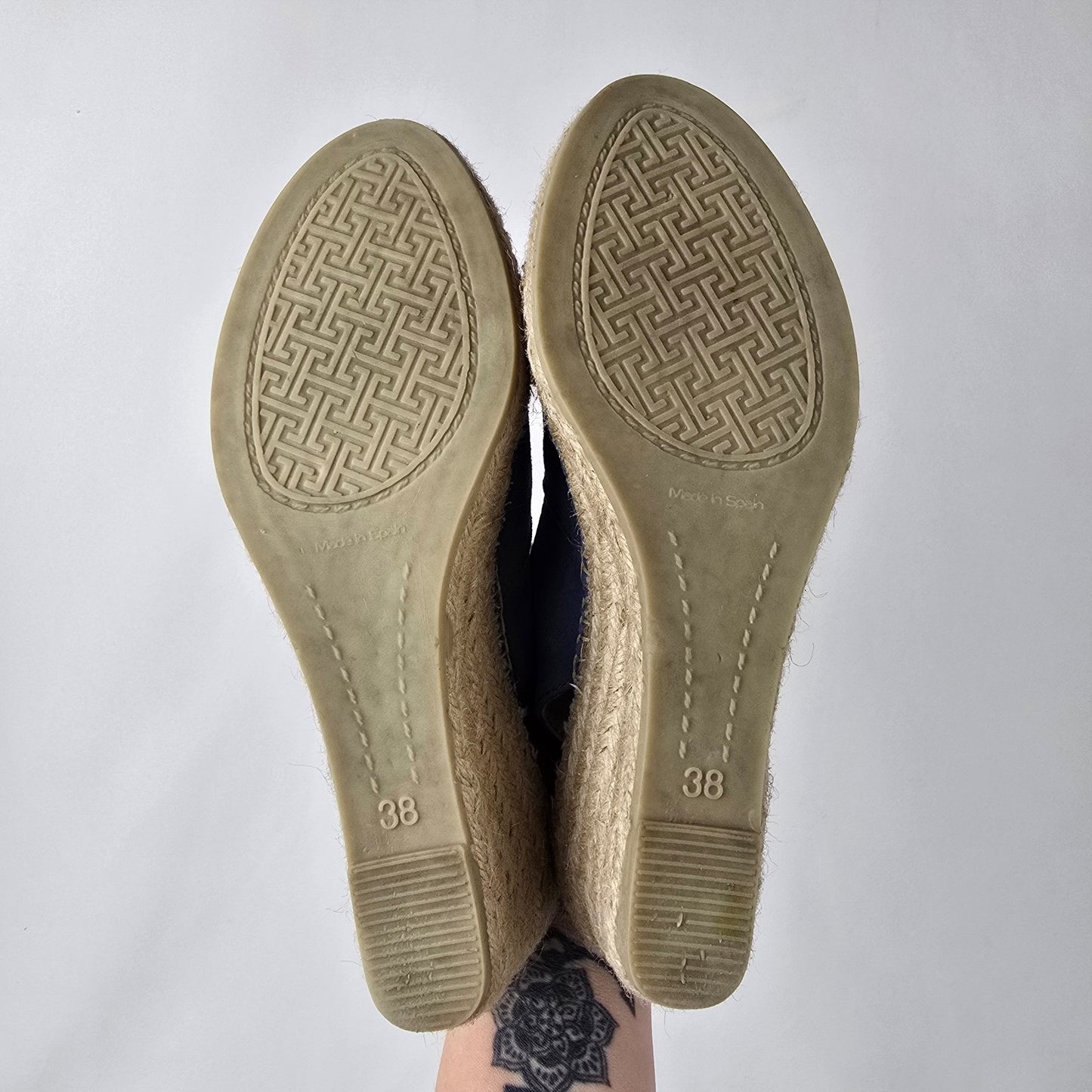 Toni Pons BETTY-A Indigo Suede Wedge Espadrilles Shoes Size 7