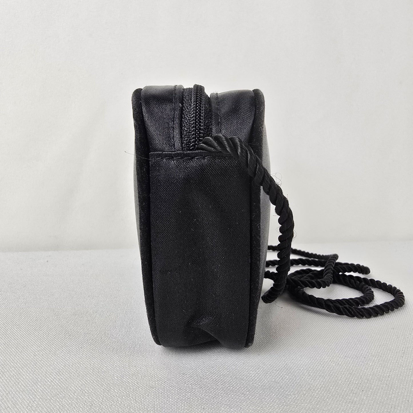 Vintage Mini Givenchy Ysatis Black Satin Crossbody Bag