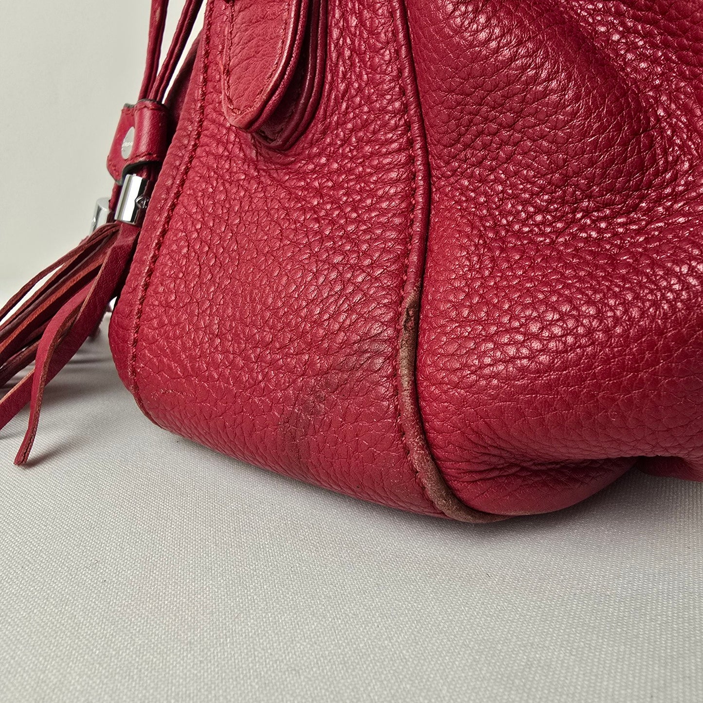 Kesslord Red Leather Pouch Shoulder Purse