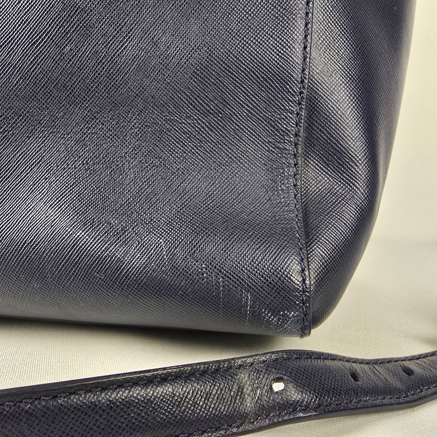 Tory Burch Navy & Taupe Reptile Print Satchel Purse