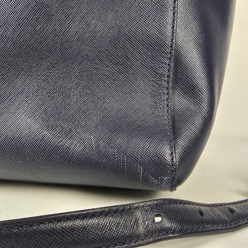 Tory Burch Navy & Taupe Reptile Print Satchel Purse