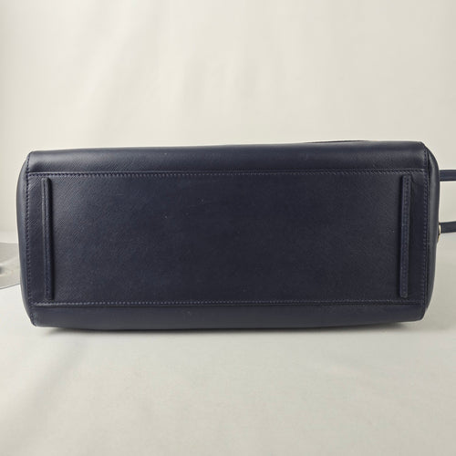 Tory Burch Navy & Taupe Reptile Print Satchel Purse