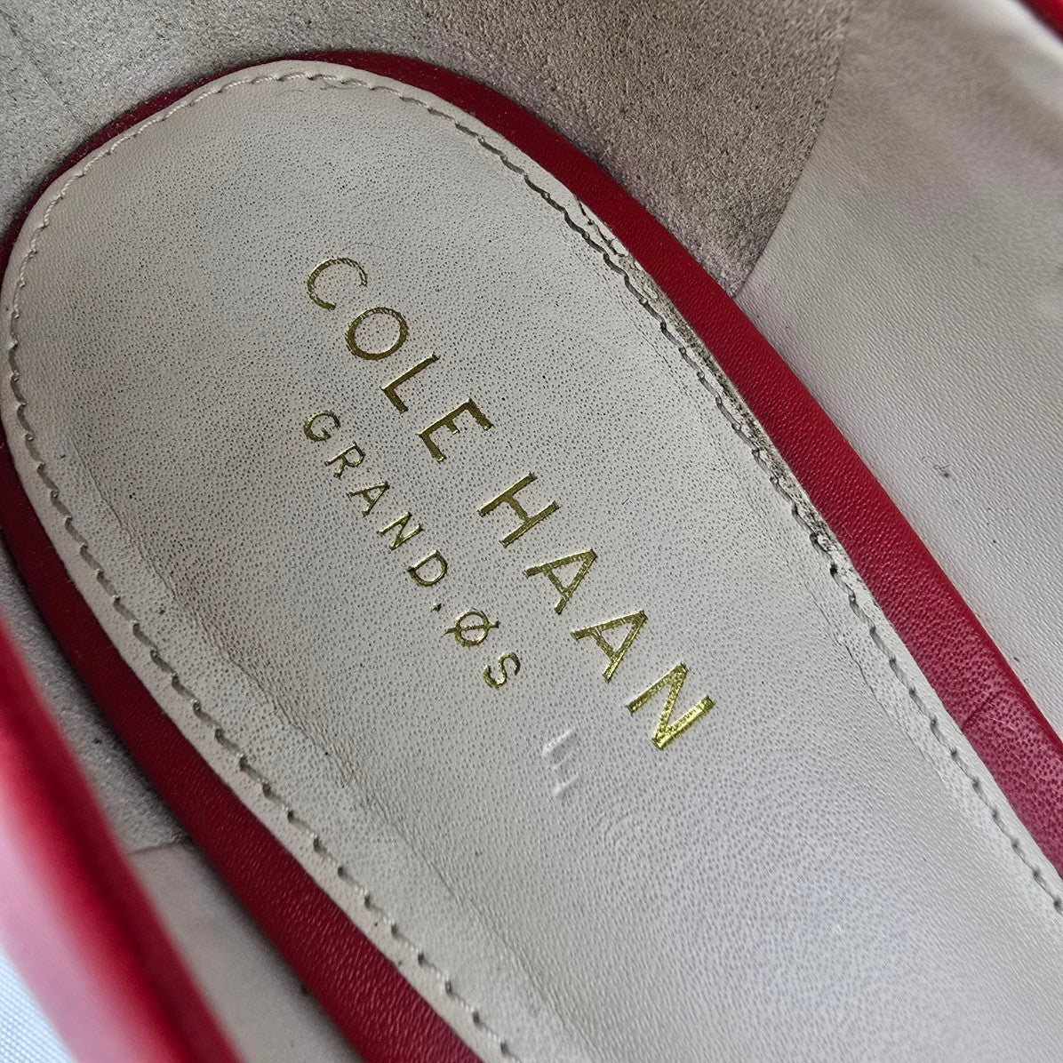 Cole Haan Red Leather Emory Bow Pump Block Heel Shoes Size 7.5