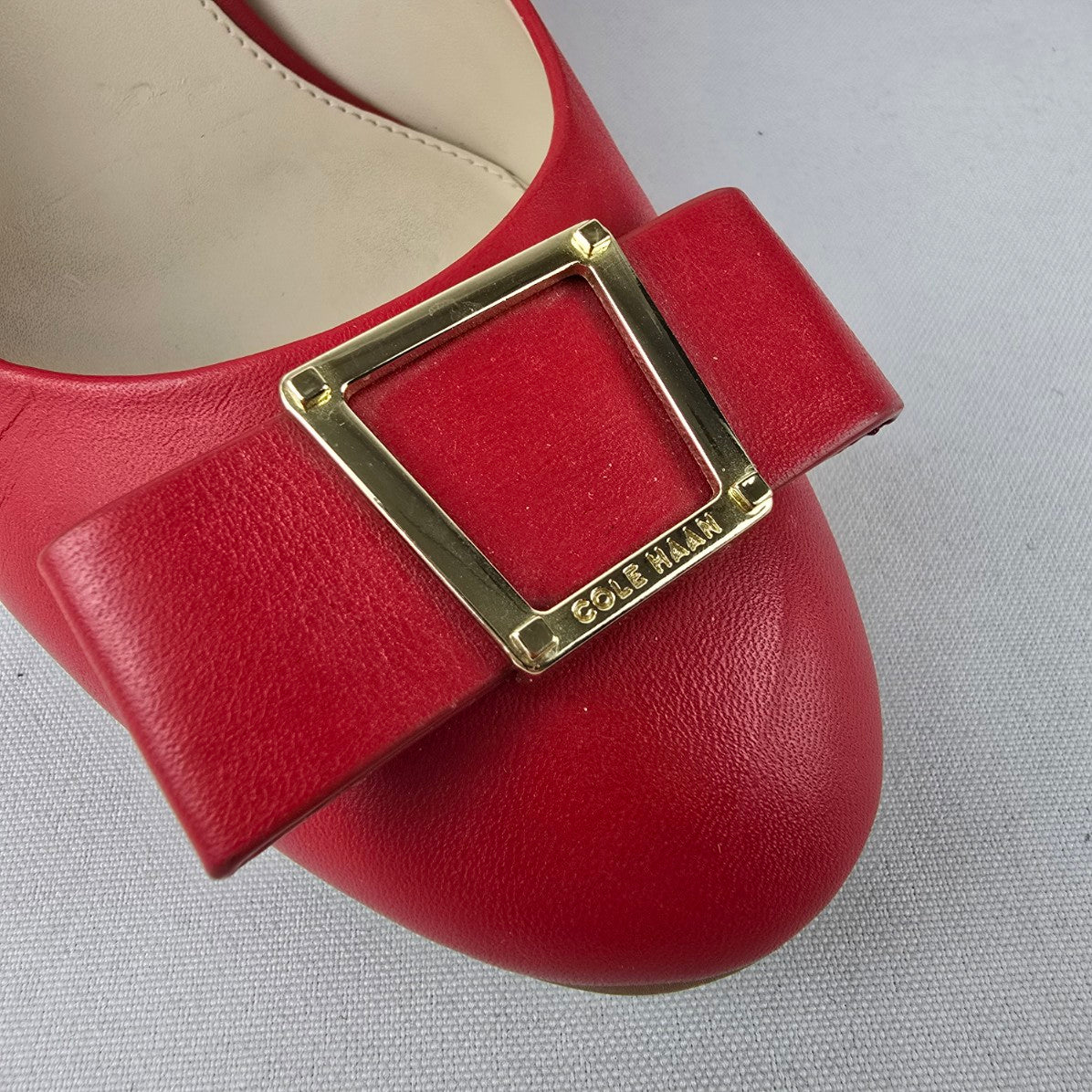 Cole Haan Red Leather Emory Bow Pump Block Heel Shoes Size 7.5