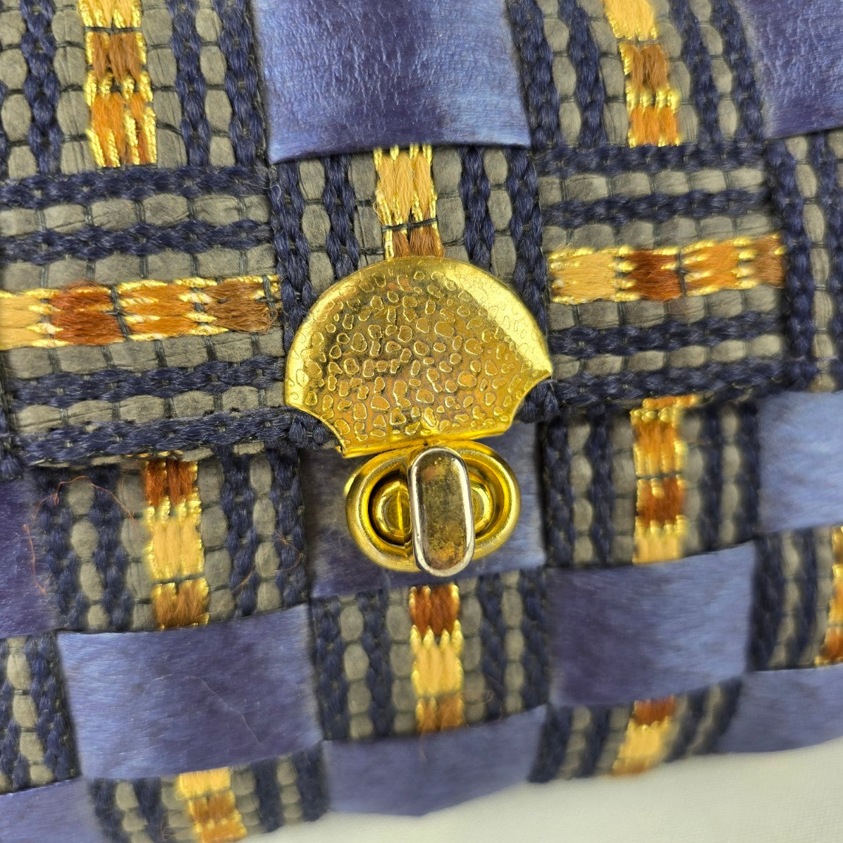 Vintage Made In Italy Blue Basket Weave Shoulder Purse