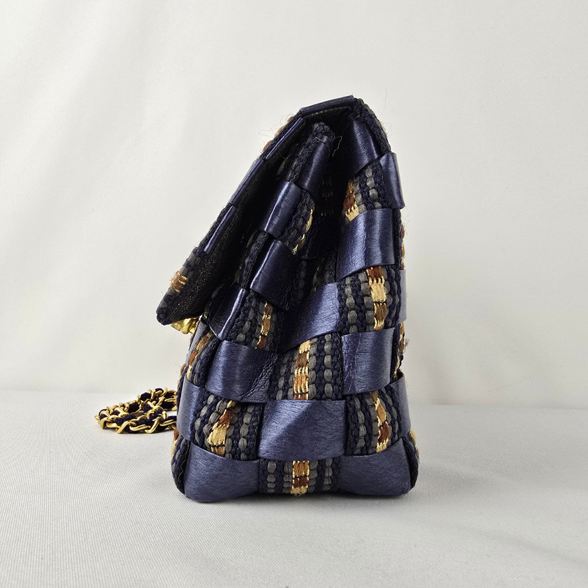 Vintage Made In Italy Blue Basket Weave Shoulder Purse