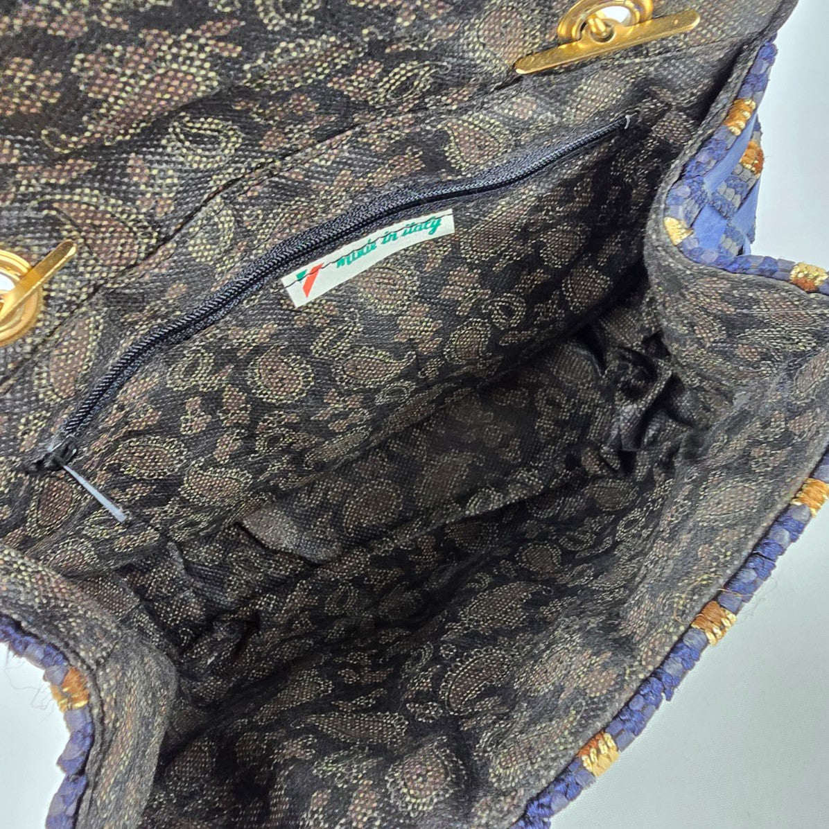 Vintage Made In Italy Blue Basket Weave Shoulder Purse