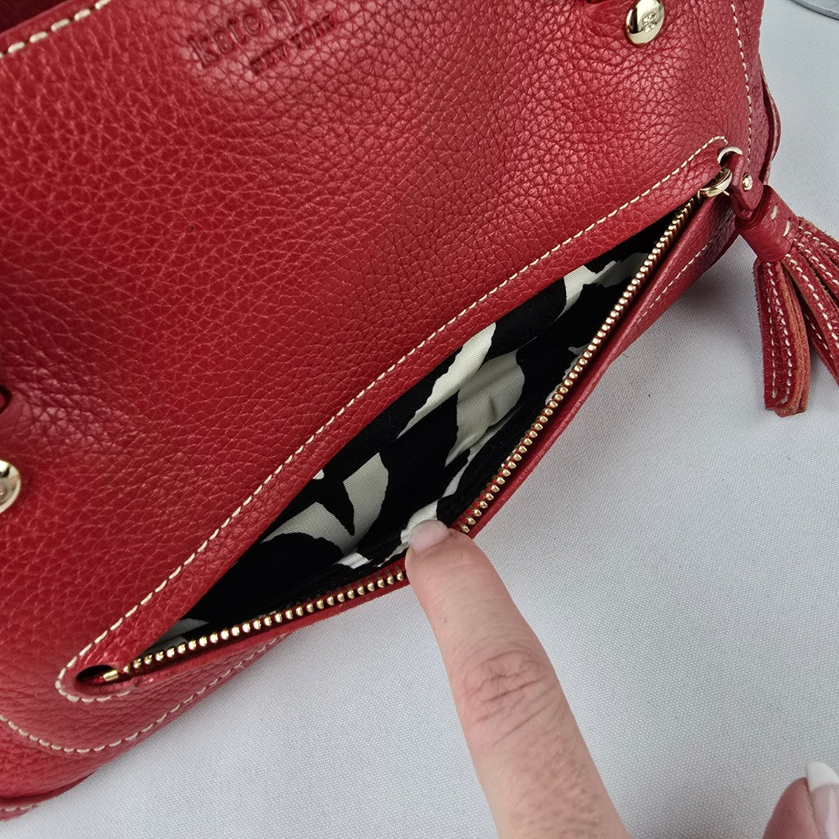 Vintage Kate Spade Red Leather Satchel Purse