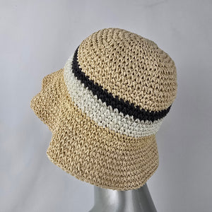 Studio Badgley Mischka Cream Stripped Woven Floppy Hat