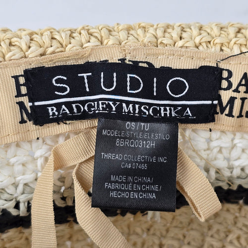Studio Badgley Mischka Cream Stripped Woven Floppy Hat