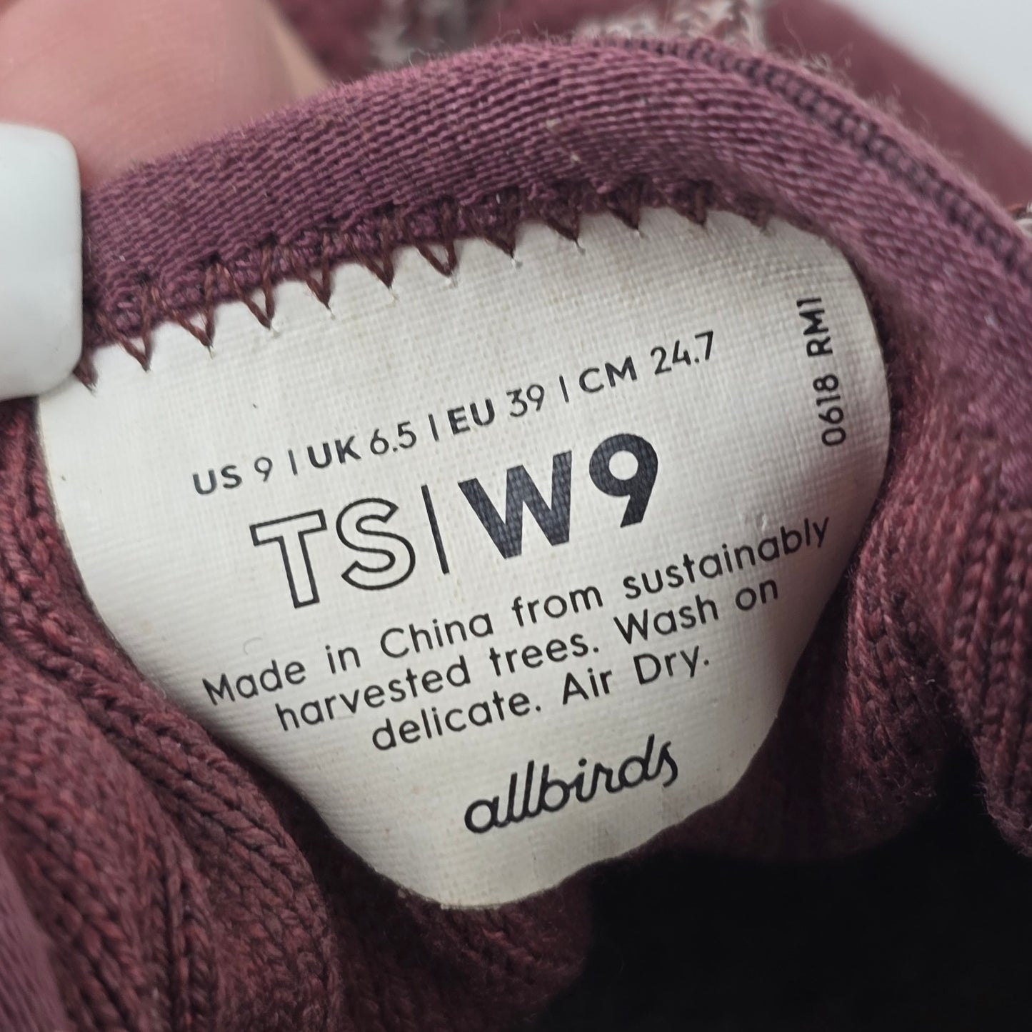 Allbirds Burgundy Knit Lace Up Sneakers Size 9