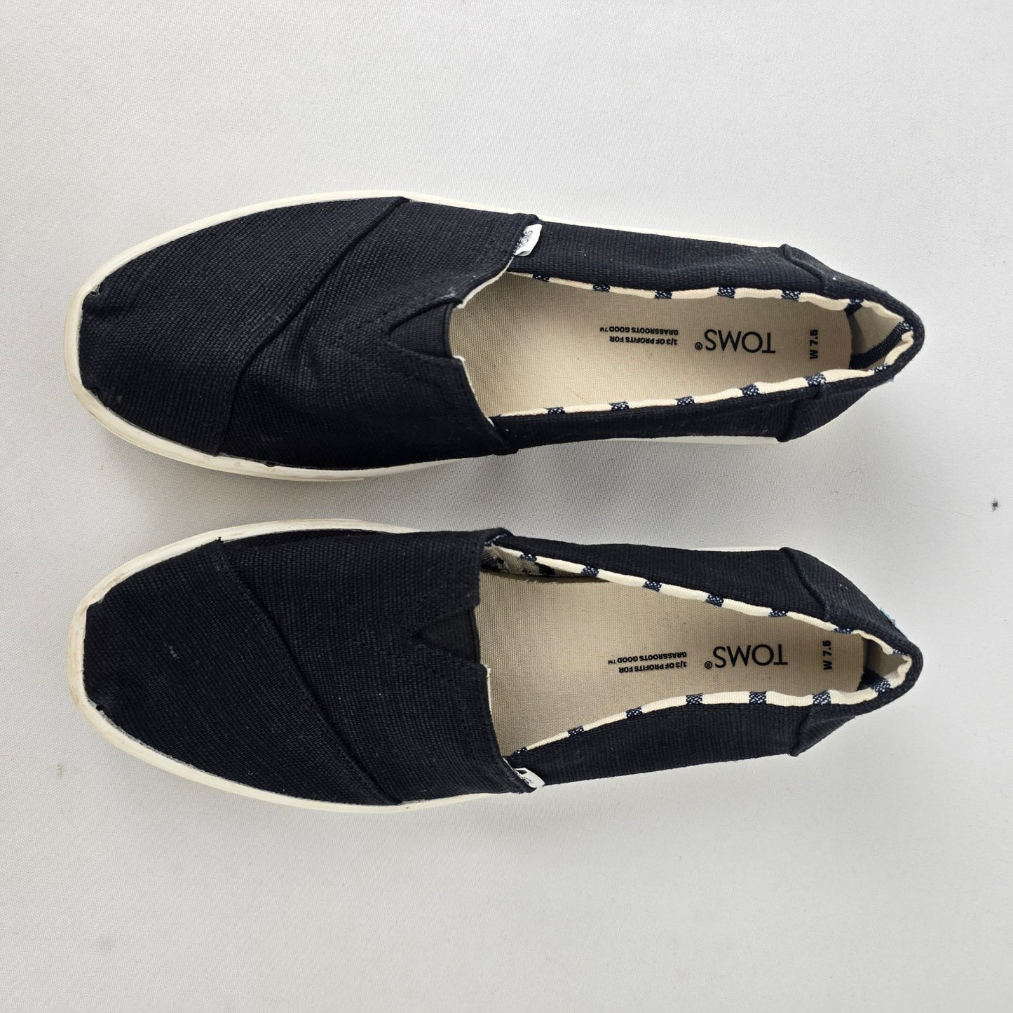 TOMS Alpargata Cupsole Black Canvas Slip-on Shoes Size 7.5