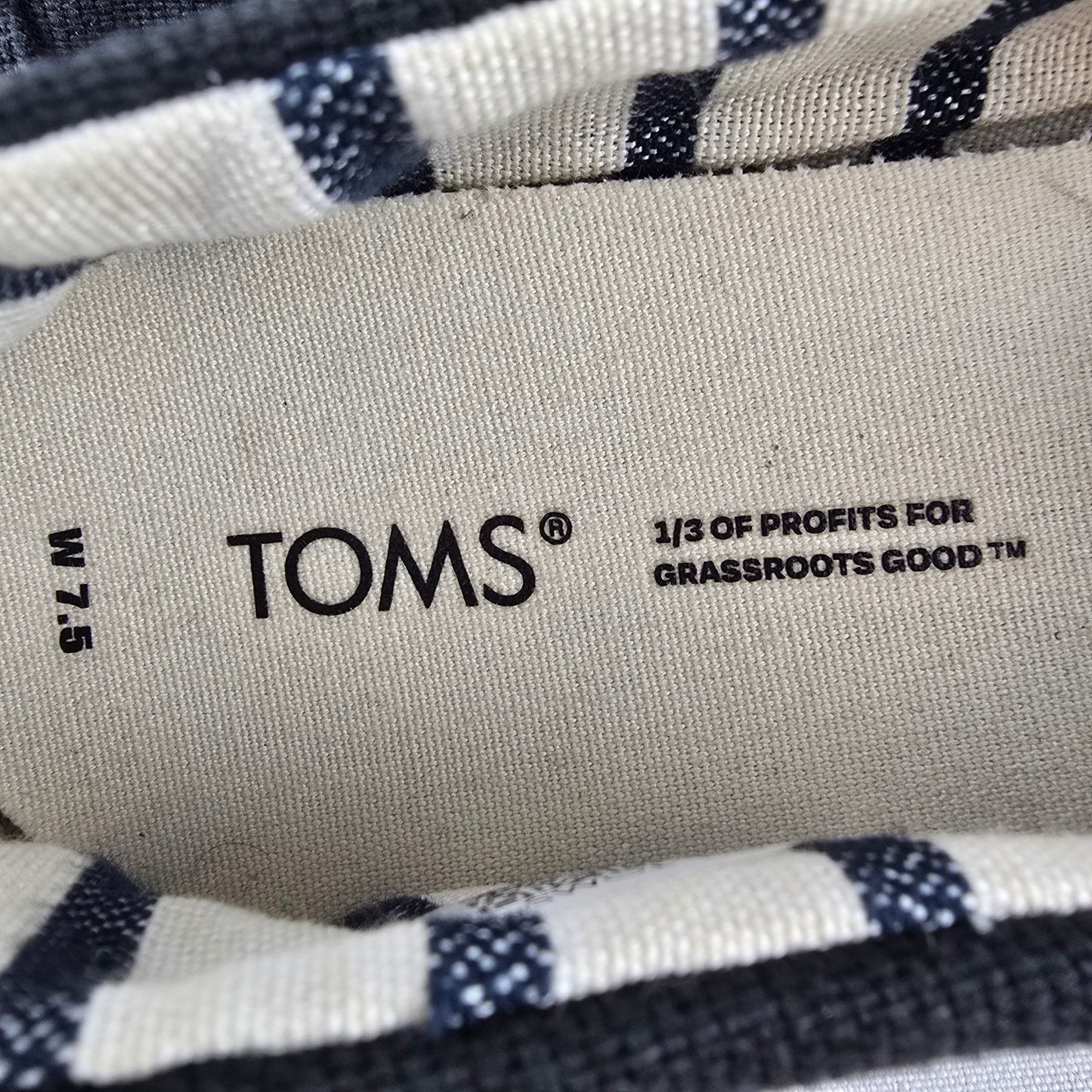 TOMS Alpargata Cupsole Black Canvas Slip-on Shoes Size 7.5