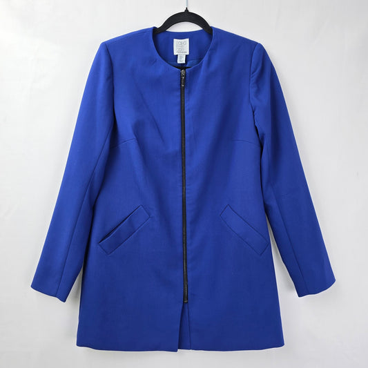 Paraphrase Blue Zip Up Long Blazer Jacket Size S