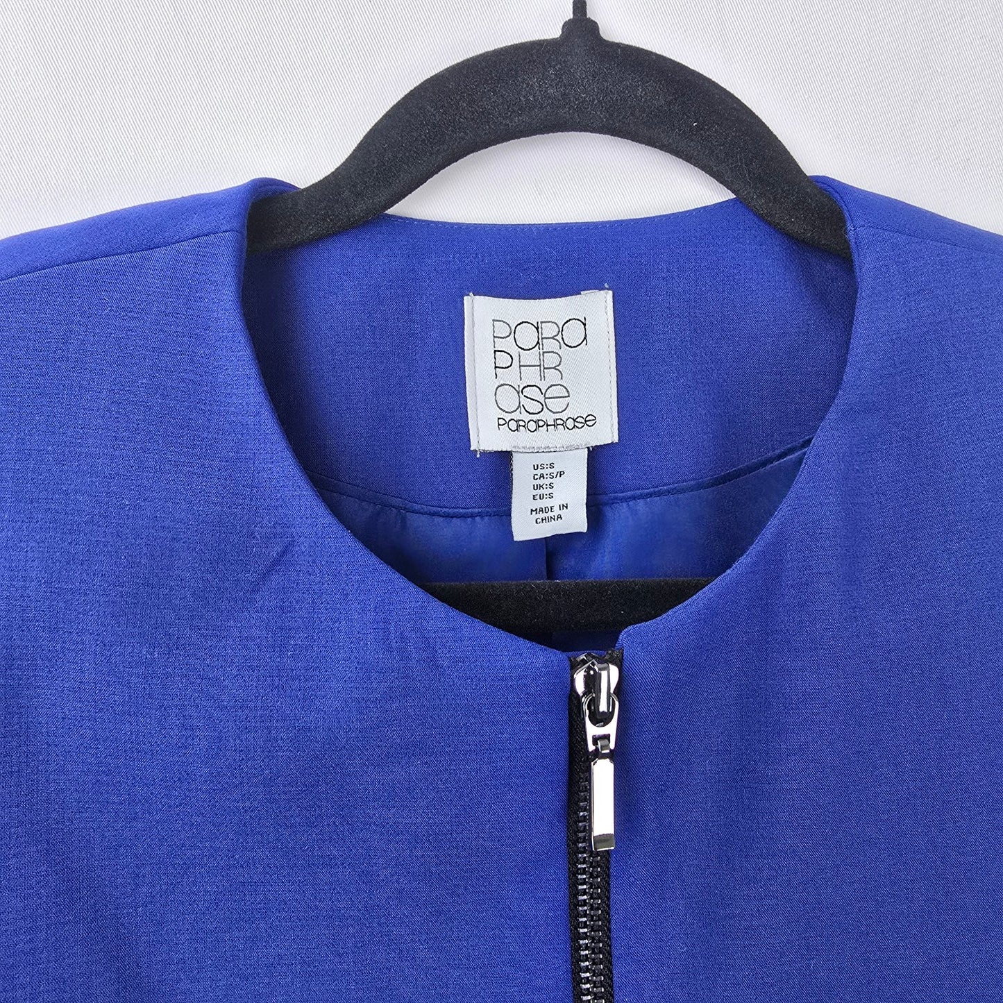 Paraphrase Blue Zip Up Long Blazer Jacket Size S