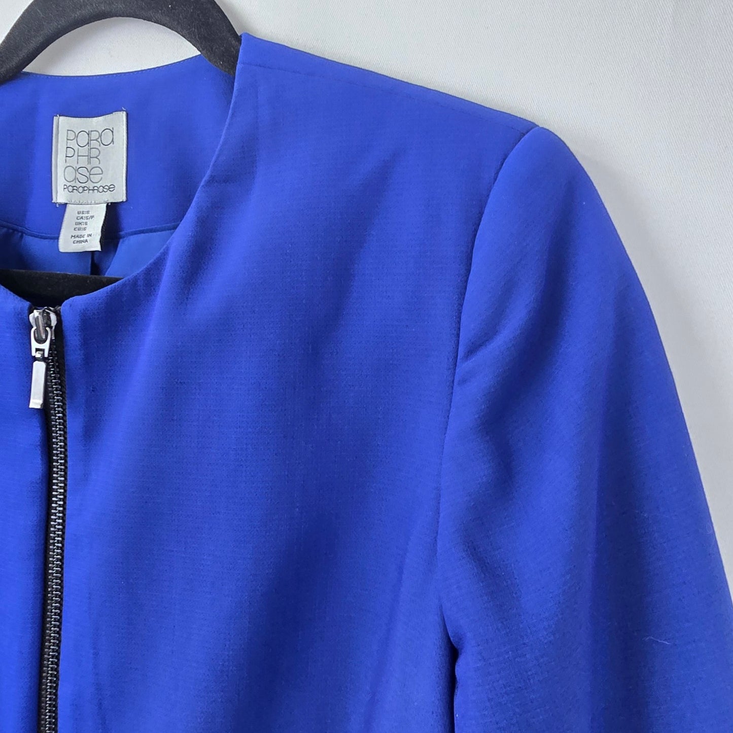Paraphrase Blue Zip Up Long Blazer Jacket Size S