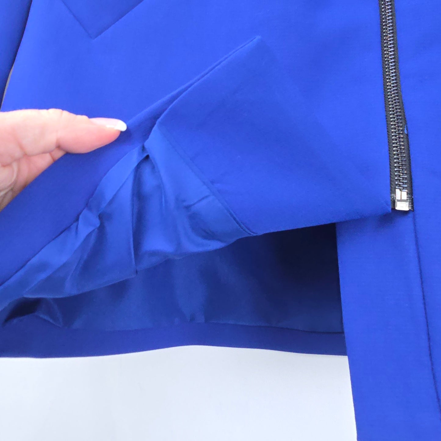 Paraphrase Blue Zip Up Long Blazer Jacket Size S