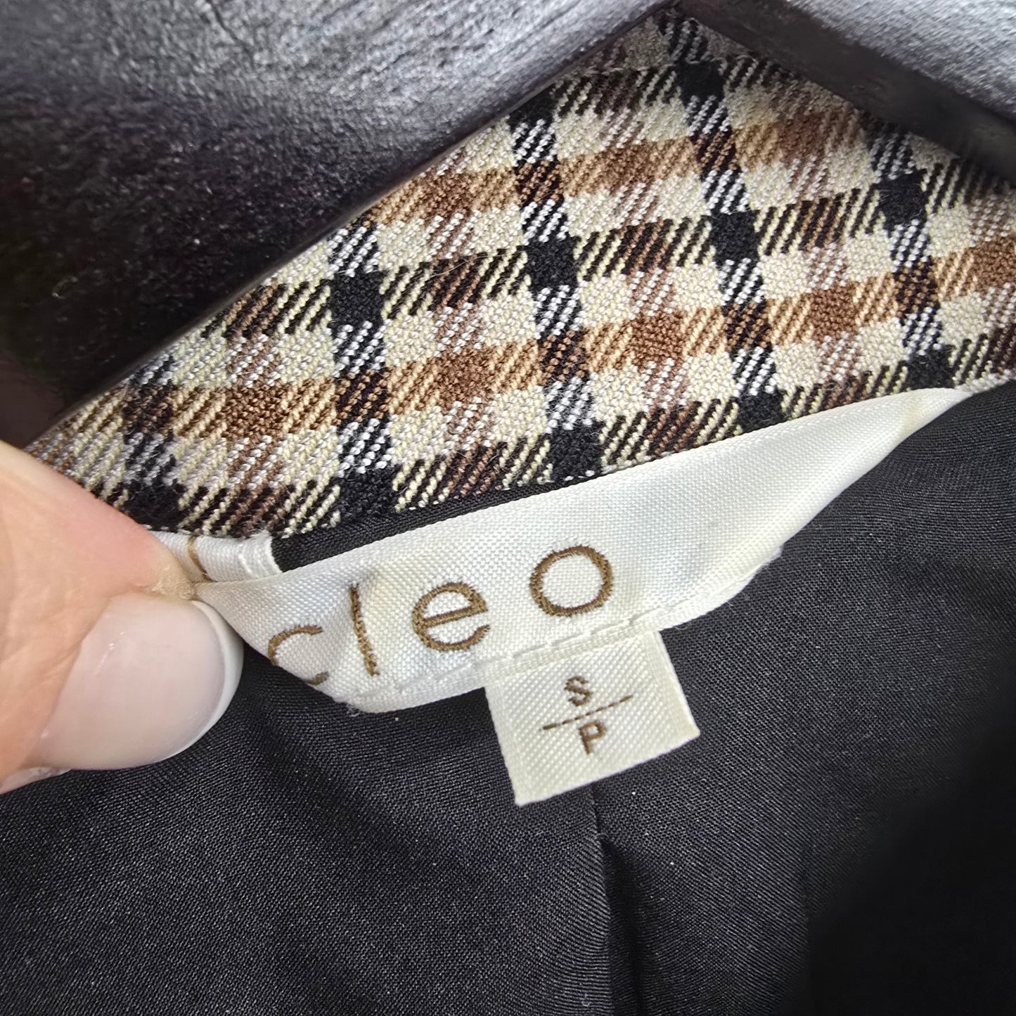 Cleo Brown Plaid Ruffle Detail Military Inspired Blazer Size S