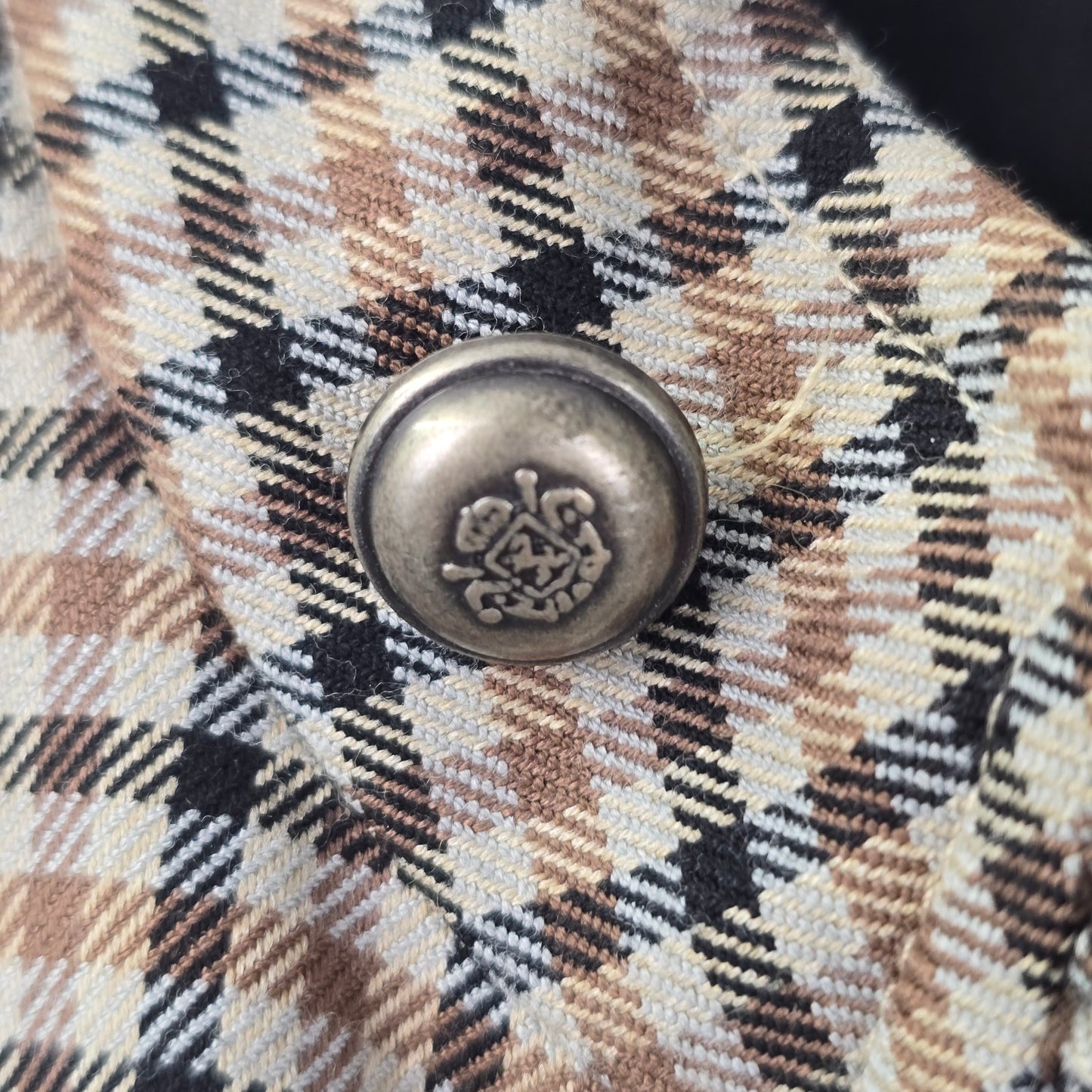 Cleo Brown Plaid Ruffle Detail Military Inspired Blazer Size S