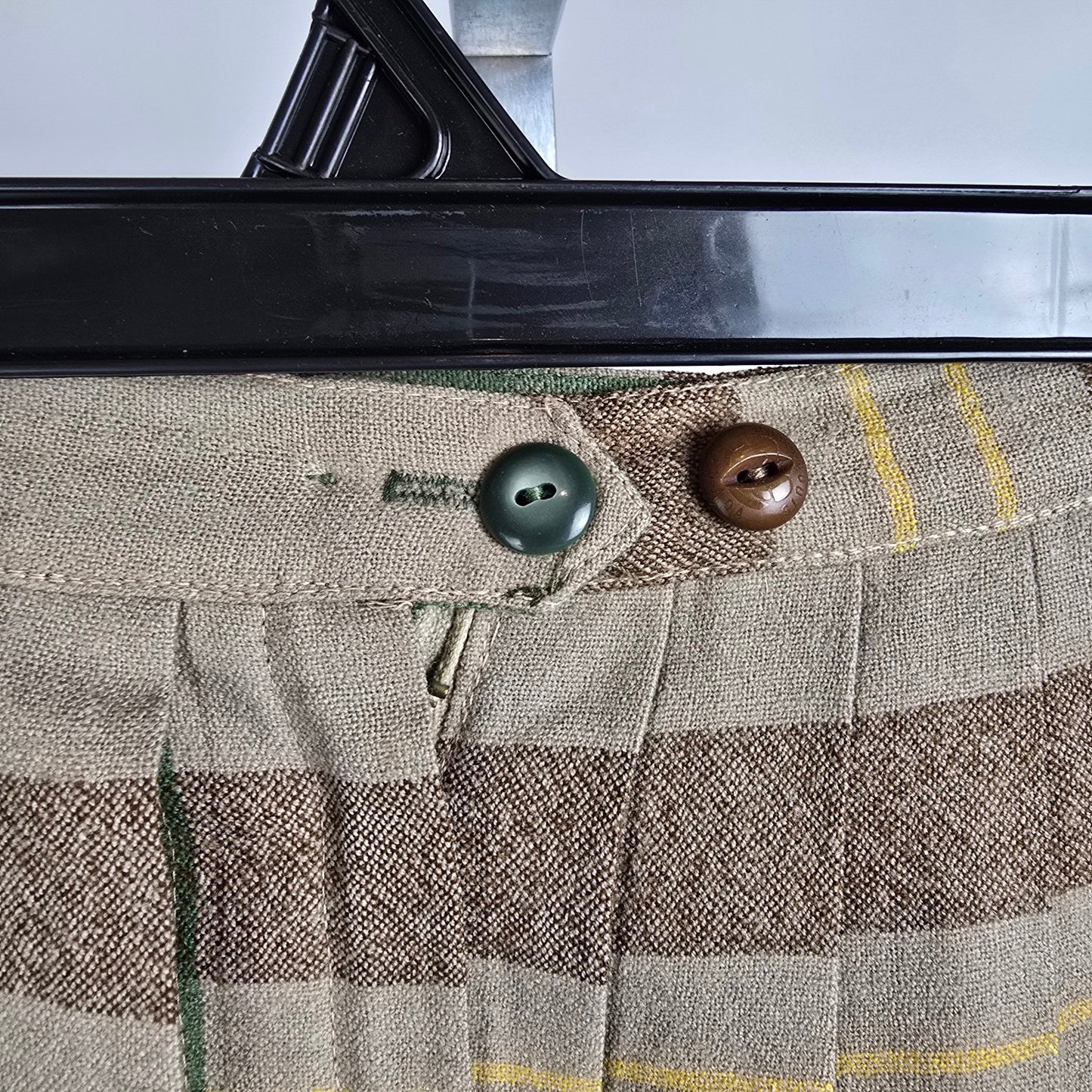 Vintage Brown & Green Pleated Kilt Midi Skirt Size S/M