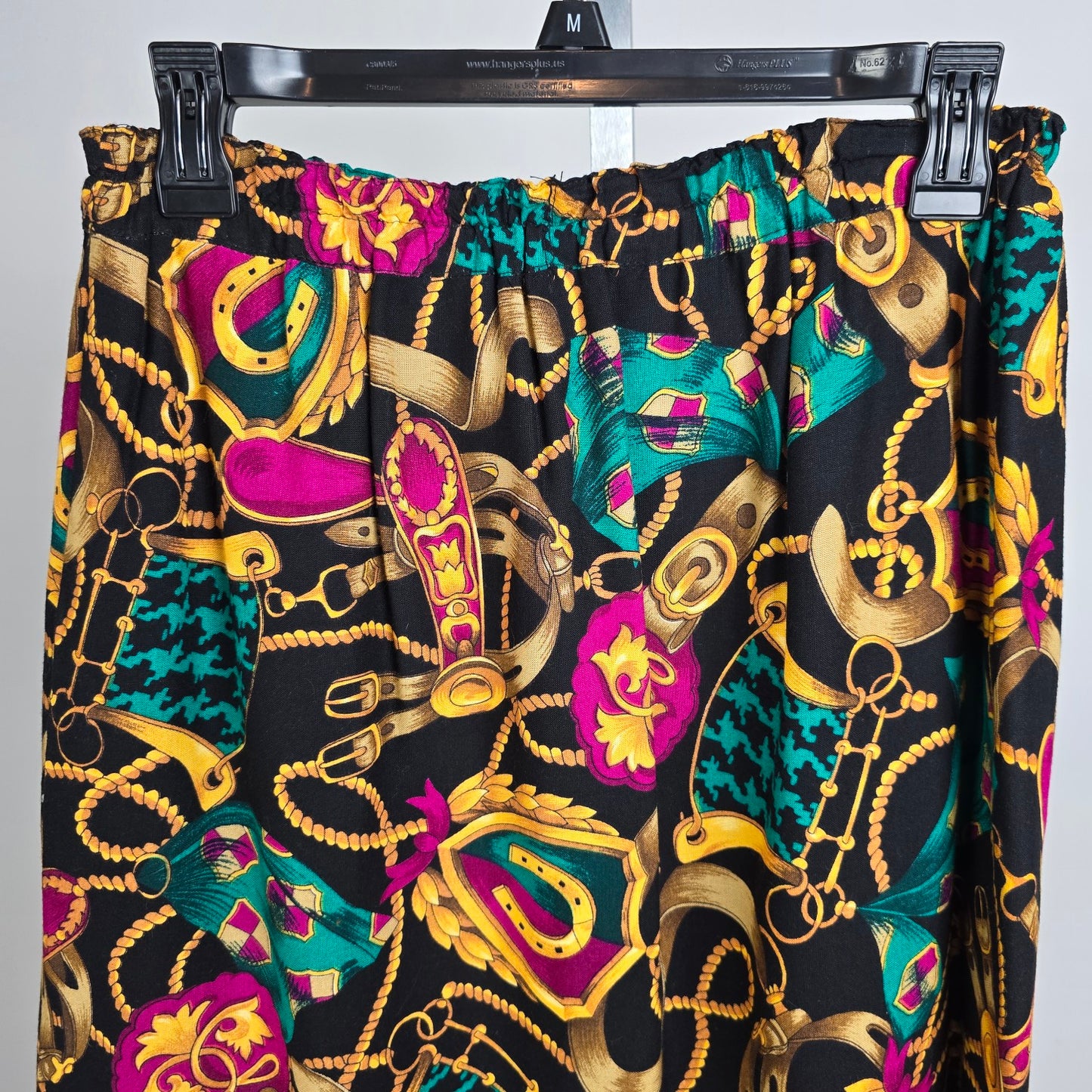 Vintage Pink & Teal Chain Print Midi Skirt Size S/M